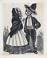 A male and female skeleton talking (vignette for the feast of the dead), José Guadalupe Posada Mexican, Type-metal engraving