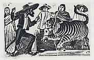 The brave man from Gaudalajara facing a tiger, José Guadalupe Posada Mexican, Type-metal engraving