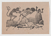 Plate 8: a man murdering another with a rock, José Guadalupe Posada  Mexican, Type-metal engraving