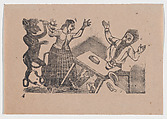 Plate 4: The murder of a man by a knife thrown by a woman, José Guadalupe Posada Mexican, Type-metal engraving