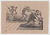 Plate 5: A woman pouring lead into the ear of her sleeping husband, José Guadalupe Posada Mexican, Type-metal engraving