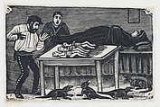 A woman who gave birth to three children and four animals, José Guadalupe Posada Mexican, Type-metal engraving