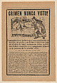 Broadsheet relating to a young girl who was beheaded in April 16, 1902, José Guadalupe Posada  Mexican, Zincography and letterpress on tan paper
