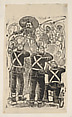 A gun fight between those supporting agrarian reform led by Zapata and the military opposition during the Mexican revolution, José Guadalupe Posada  Mexican, Zincograph