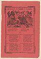 Broadsheet relating to mothers-in-law, brothers-in-law and sons fighting, José Guadalupe Posada  Mexican, Type-metal engraving and letterpress on pink paper