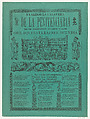 The arrival of the skeletons of the penitentiary (Posada); two skeleton angels in lower corners of verso (Manilla), José Guadalupe Posada Mexican, Zincograph and letterpress on green paper