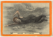 Rose Pitonof, No. 4, The Side Stroke, from the Champion Women Swimmers series (T221), issued by Pan Handle Scrap, Pan Handle Scrap Company  American, Commercial color lithograph
