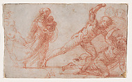 Mother and Child, Figures Fighting (Study for the Rape of Dinah?), Fra Bartolomeo (Bartolomeo di Paolo del Fattorino)  Italian, Red chalk with traces of black chalk