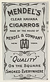 Facsimile of card verso from Speed Champions series (T228), issued by Mendel's Cigarros, Mendel & Company, lithograph