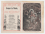 Cover for 'Las Nueve Jornadas de los Santos Peregrinos', Holy Family in the manger, José Guadalupe Posada Mexican, Type-metal engraving and letterpress on beige paper