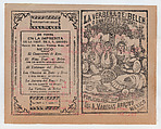 Cover for 'La Verbena de Belen o Una Fiesta Pastoril", people having a picnic in a field, José Guadalupe Posada  Mexican, Type-metal engraving and letterpress on tan paper