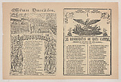 Broadsheet with a song about a military reserve, military personnel in formation, José Guadalupe Posada Mexican, Type-metal engraving, zincograph and letterpress printed on tan paper
