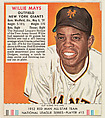 Willie Mays, from the Red Man All-Star Team series (T232), issued by Red Man Chewing Tobacco, Red Man Chewing Tobacco American, Commercial color lithograph