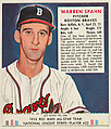 Warren Spahn, from the Red Man All-Star Team series (T232), issued by Red Man Chewing Tobacco, Red Man Chewing Tobacco  American, Commercial color lithograph