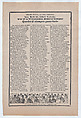 Broadsheet with victim accounts from a flood in Guanajuato, crowd of people waiving their hands and praying, José Guadalupe Posada Mexican, Zincograph and letterpress on tan paper