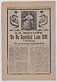 Broadsheet relating to the death of Pope León XIII, he is shown in his study flanked by angels, José Guadalupe Posada Mexican, Type-metal engraving and letterpress on tan paper