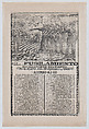 Broadsheet relating to the execution of a murderer named Dionisio Silverio, a firing squad in the upper section, José Guadalupe Posada Mexican, Type-metal engraving and letterpress on tan paper