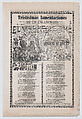 Broadsheet relating to people being tricked into working in tobacco fields, a man warning a crowd about harsh labor conditions, José Guadalupe Posada Mexican, Zincograph and letterpress on beige paper