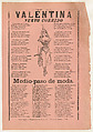 Broadsheet with two narrative love ballads, woman wearing a costume consisting of a leotard,cape, and boots, José Guadalupe Posada  Mexican, Zincograph and letterpress on pink paper
