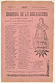 Broadsheet relating to a ballad about camp life hardships for women, woman wearing a dress with her hands on her hips, José Guadalupe Posada  Mexican, Zincograph and letterpress on pink paper