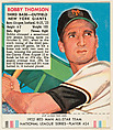 Bobby Thomson, from the Red Man All-Star Team series (T232), issued by Red Man Chewing Tobacco, Red Man Chewing Tobacco  American, Commercial color lithograph