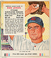 Bob Lemon, from the Major League All Stars series (T234), issued by Red Man Chewing Tobacco, Red Man Chewing Tobacco  American, Commercial color lithograph