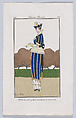 Costumes Parisiens 138: Robe de satin pékiné à volants de nansouk, André Stéfan, plates: hand colored engraving