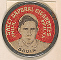 Dooin, Philadelphia Athletics (red), from the Domino Discs series (PX7), issued by Kinney Brothers, Issued by Kinney Brothers Tobacco Company, Commercial color lithograph with metal trim