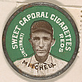 Mitchell, Cincinnati Reds (green), from the Domino Discs series (PX7), issued by Kinney Brothers, Kinney Brothers Tobacco Company  American, Commercial color lithograph with metal trim