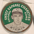 Richie, Chicago Cubs (green), from the Domino Discs series (PX7), issued by Kinney Brothers, Kinney Brothers Tobacco Company  American, Commercial color lithograph with metal trim