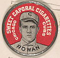 Rowan, Chicago Cubs (red), from the Domino Discs series (PX7), issued by Kinney Brothers, Kinney Brothers Tobacco Company  American, Commercial color lithograph with metal trim