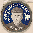 Suggs, Cincinnati Reds (blue), from the Domino Discs series (PX7), issued by Kinney Brothers, Kinney Brothers Tobacco Company  American, Commercial color lithograph with metal trim