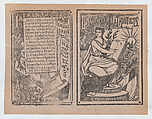Front and back covers printed on the same sheet for patriotic discourses, José Guadalupe Posada Mexican, Type-metal engraving and letterpress on tan paper