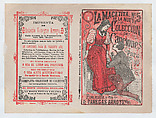 Front and back covers printed on the same sheet for a collection of songs for the year 1901 (number 5), a man on his knees before a woman, José Guadalupe Posada Mexican, Type-metal engraving and letterpress on tan paper printed in red and black