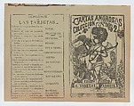 Front and back covers printed on the same sheet for a collection of love letters (number 2), Cupid holding a bow in image at the right, José Guadalupe Posada  Mexican, Type-metal engraving and letterpress on green paper