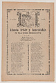 Broadsheet relating to the sad cry of a poor orphan girl, her lament in verse in the bottom section, José Guadalupe Posada  Mexican, Zincograph and letterpress on tan paper