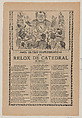 Broadsheet relating to the new clock installed in the cathedral in Mexico City in June 1905, José Guadalupe Posada Mexican, Zincograph and letterpress on tan paper