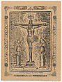 Broadsheet with Christ in the cross flanked by two angels, Anonymous, Photorelief and letterpress