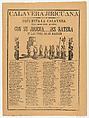 Broadsheet relating to the calavero (skeleton) Jiricuana, a corrido (ballad) in the bottom section, Anonymous, Photorelief and letterpress on brown paper