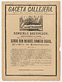 Page from the Gaceta Callajera (October 3 1895) relating to the death of the government minister, Don Manuel Romero Rubio, Anonymous, Photorelief and letterpress on tan paper