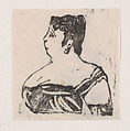 Profile of a woman wearing an evening gown, José Guadalupe Posada Mexican, Woodcut