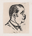 A profile of a man with a dark mustache looking to the right, José Guadalupe Posada Mexican, Woodcut
