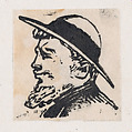 A profile of a man with a beard and a hat, José Guadalupe Posada Mexican, Woodcut