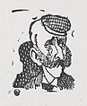 Head of a bearded man wearing a checkered cap, José Guadalupe Posada Mexican, Woodcut