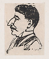 A profile of a man with a dark mustache and big nose, José Guadalupe Posada Mexican, Woodcut