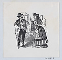 A woman scolding a man, José Guadalupe Posada Mexican, Zincograph