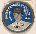 Bergen, Brooklyn Superbas (blue), from the Domino Discs series (PX7), issued by Kinney Brothers, Kinney Brothers Tobacco Company  American, Commercial color lithograph with metal trim