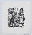 A woman turning to walk away from a man, José Guadalupe Posada  Mexican, Zincograph