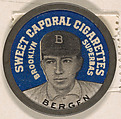 Bergen, Brooklyn Superbas (blue), from the Domino Discs series (PX7), issued by Kinney Brothers, Kinney Brothers Tobacco Company  American, Commercial color lithograph with metal trim
