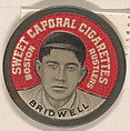 Bridwell, Boston Rustlers (red), from the Domino Discs series (PX7), issued by Kinney Brothers, Kinney Brothers Tobacco Company  American, Commercial color lithograph with metal trim